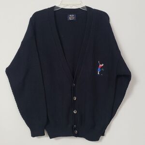VTG Allen Solly Pro Tour Cardigan Sweater Mens Med V Neck Argyle Golf Oversized